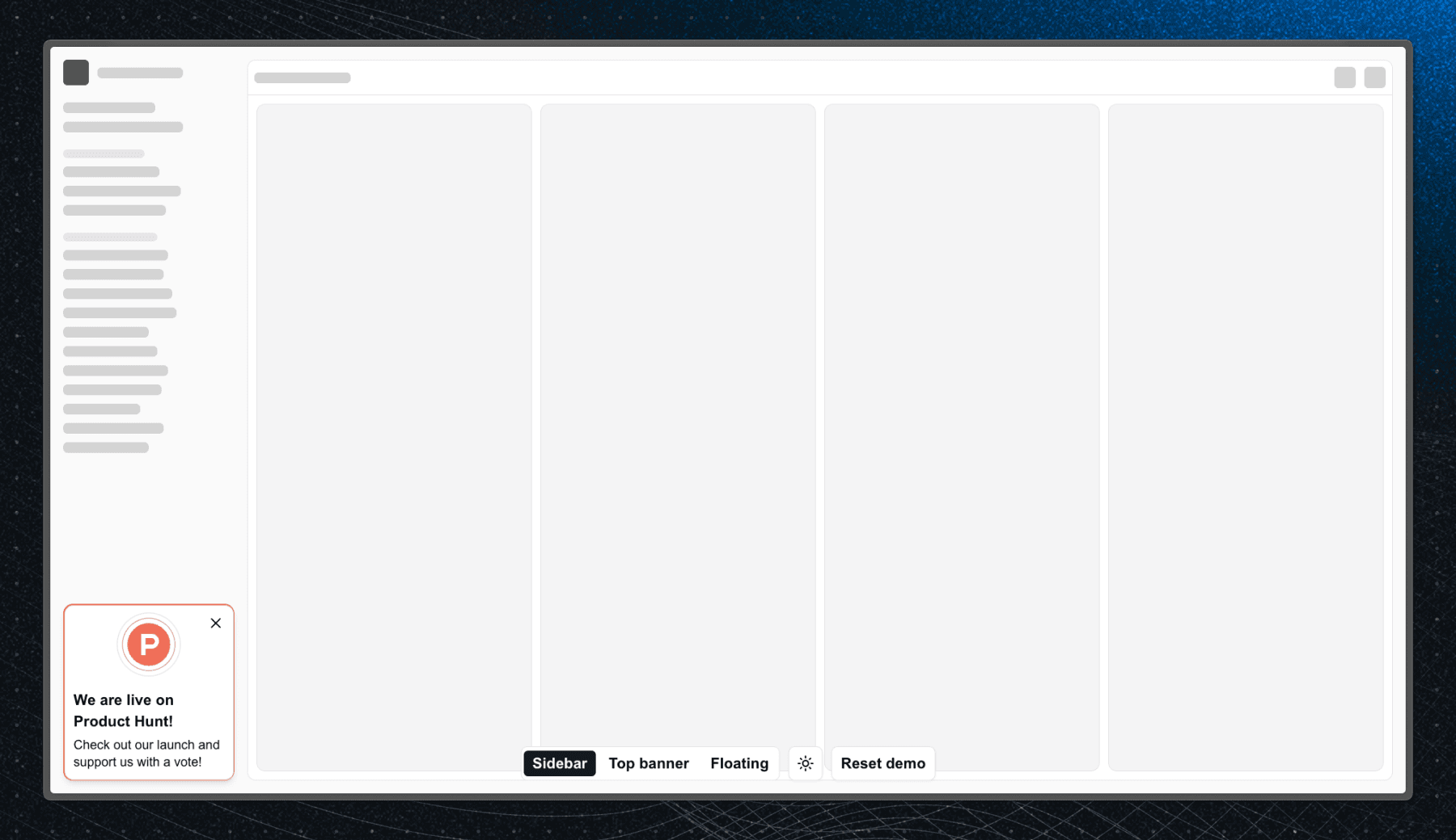 Product Hunt launch sidebar card component built with Flows