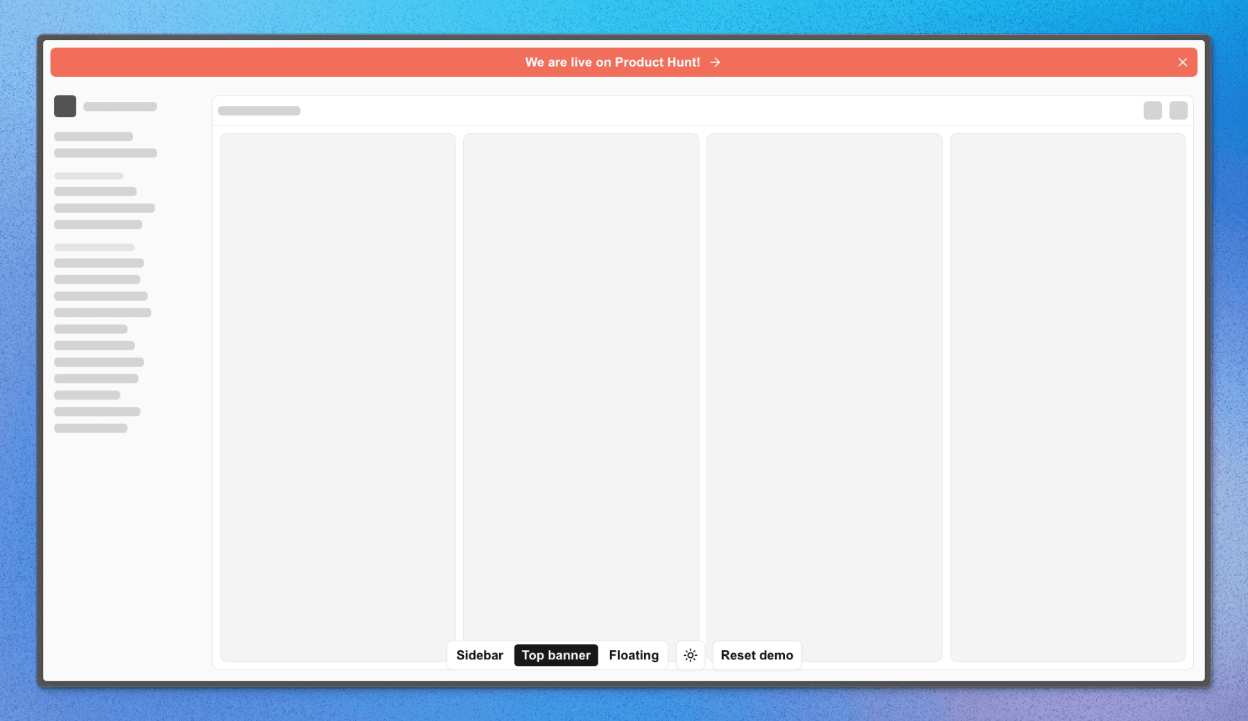 Top bar banner component rendered in the top bar