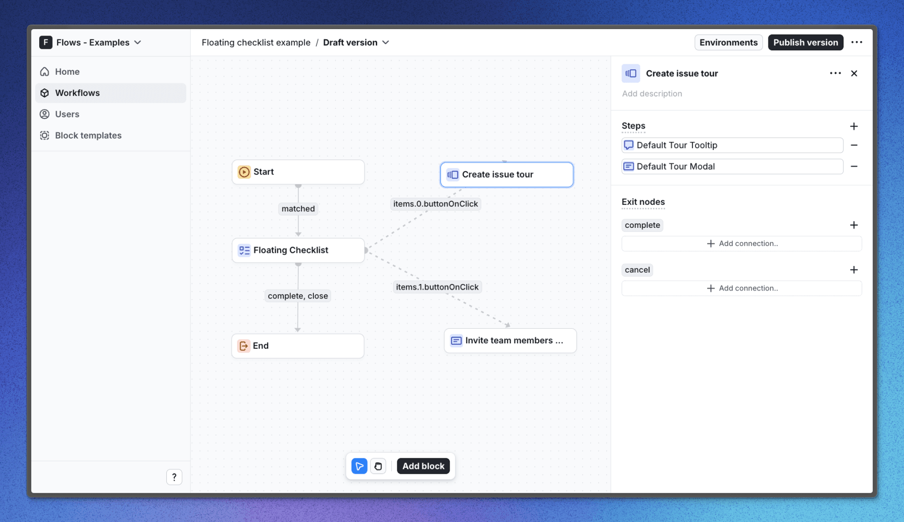 Create issue tour setup