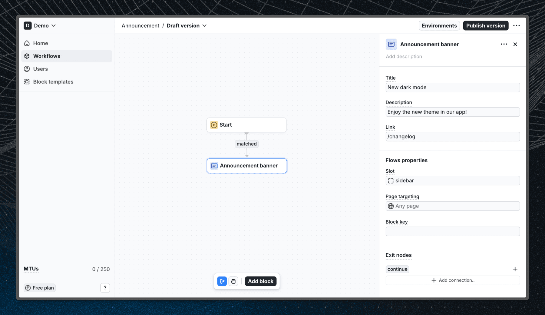 Screenshot of the workflow configuration in Flows