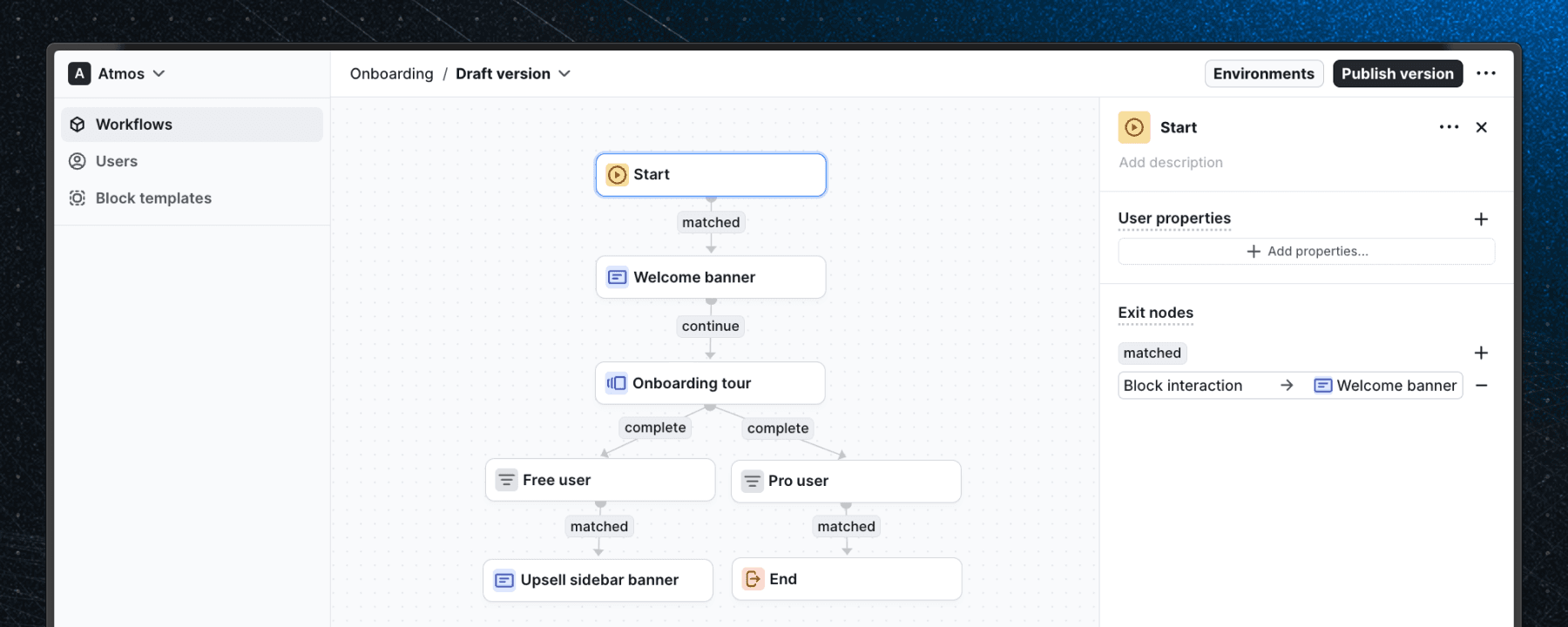 Screenshot of Flows workflow editor