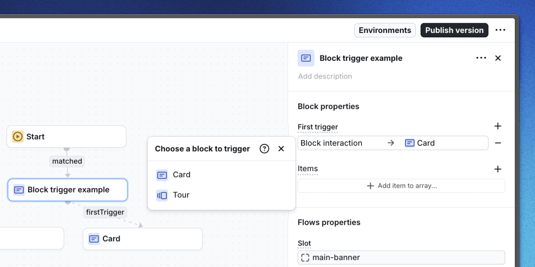 Block trigger block property