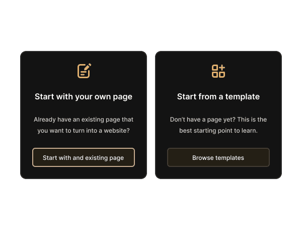 An empty state screen walking the user through how to get started