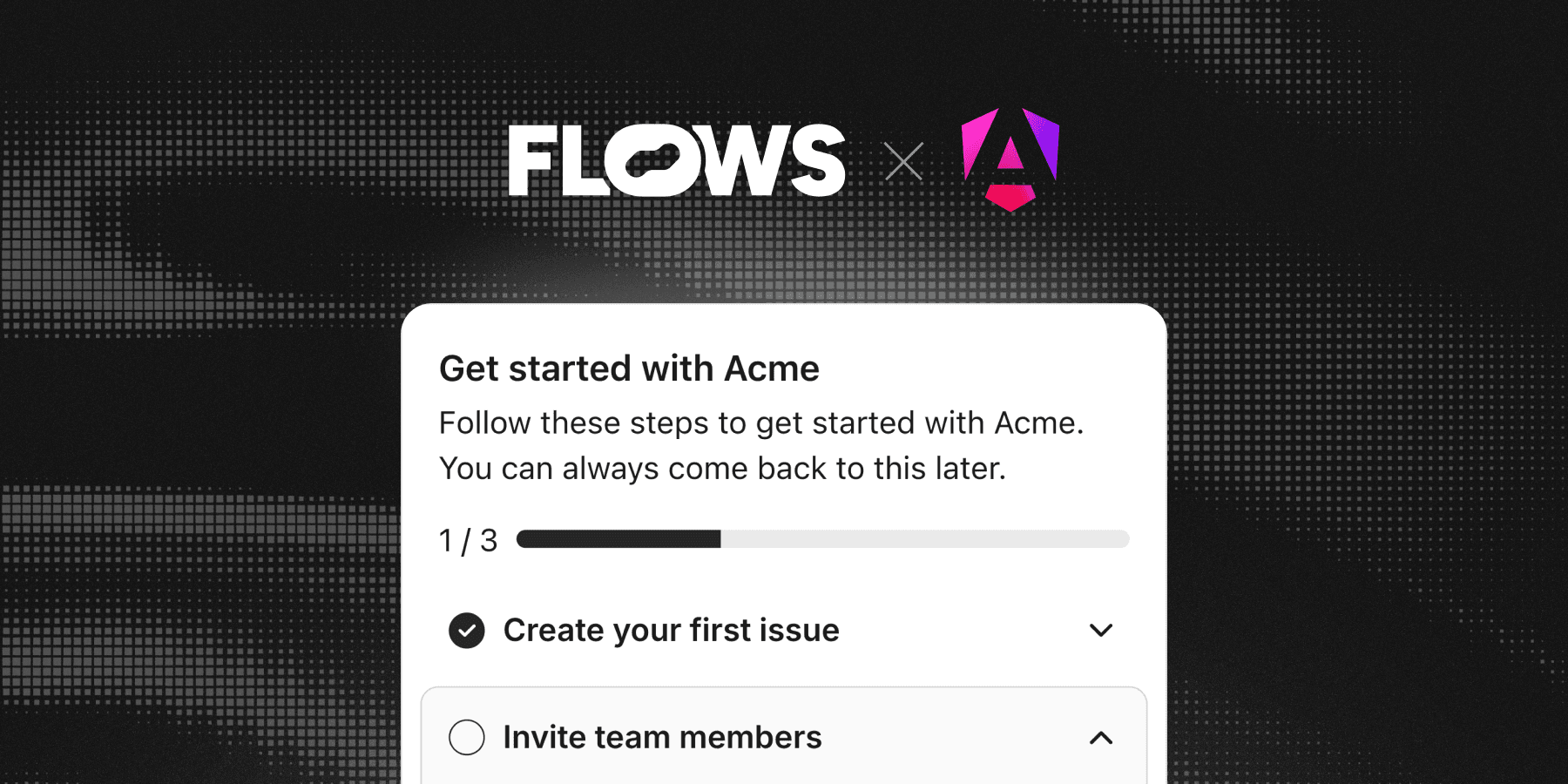 Floating onboarding checklist example in an Angular application