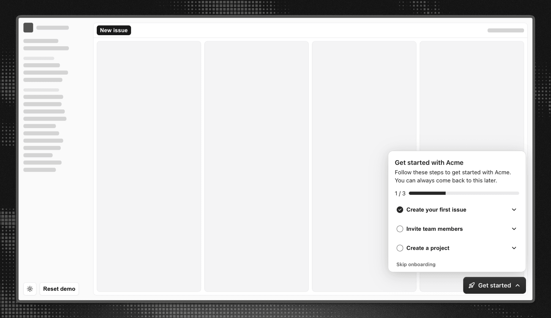 An example of a floating onboarding checklist in a JavaScript application