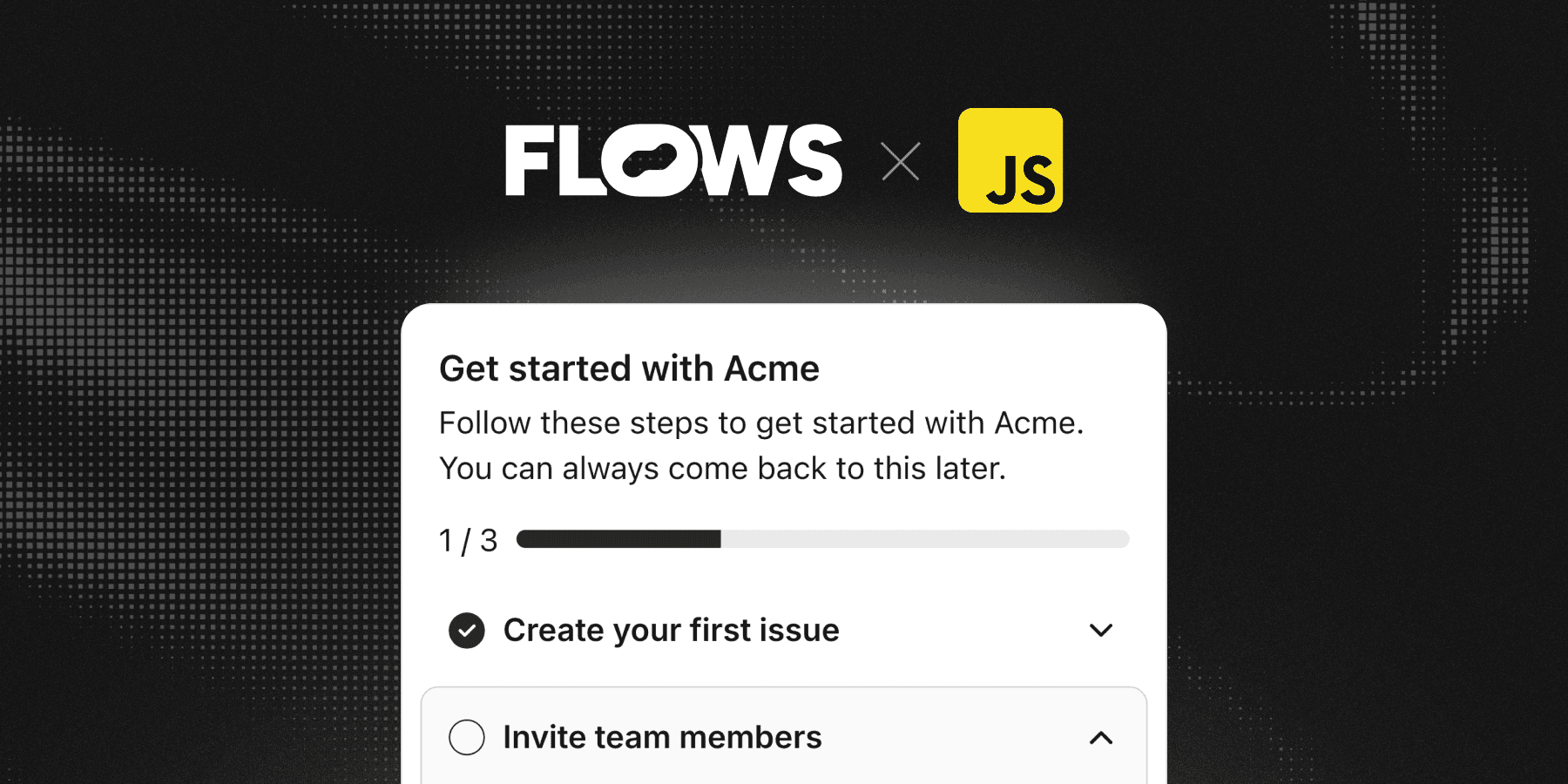 Floating onboarding checklist example in a JavaScript application