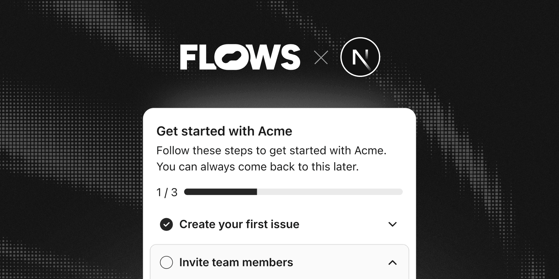 Floating onboarding checklist example in a Next.js application