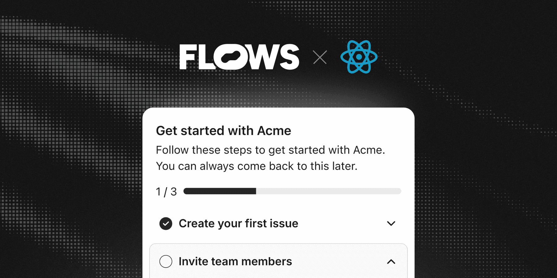 Floating onboarding checklist example in a React application