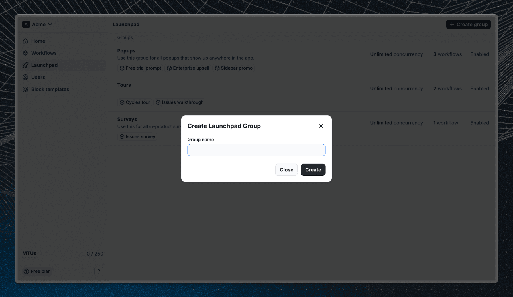 Creating a Launchpad group