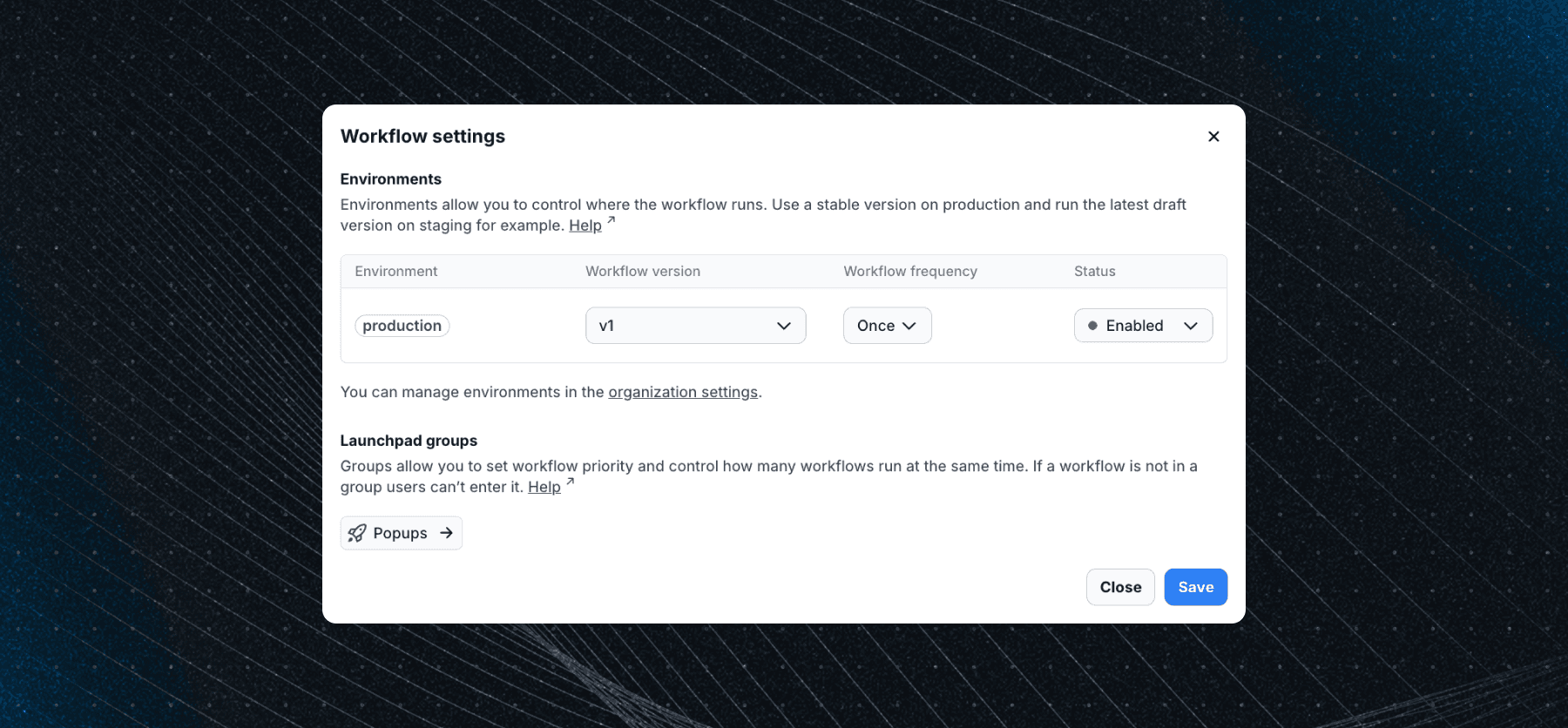 Manage environments