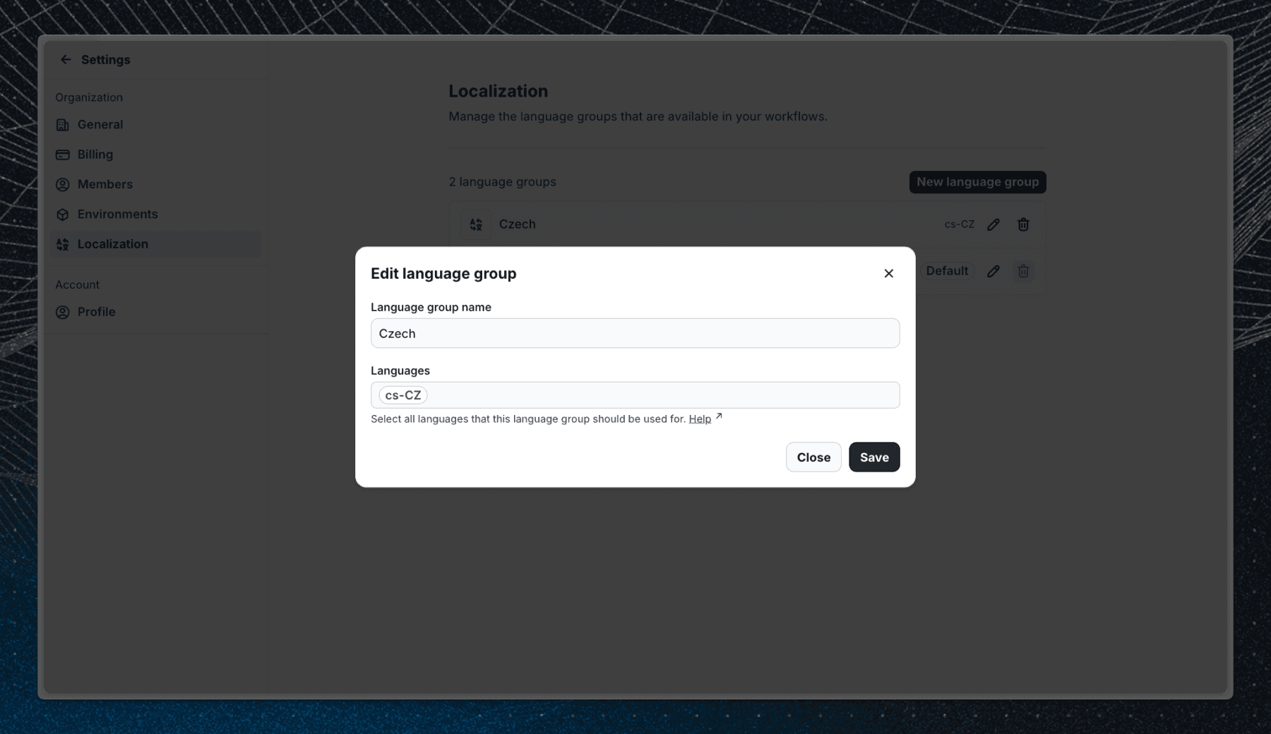 Add new language group