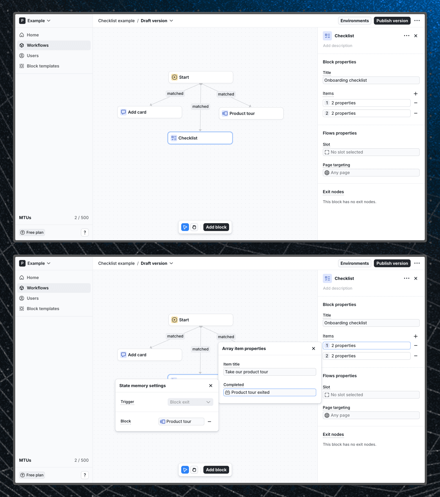 State memory workflow