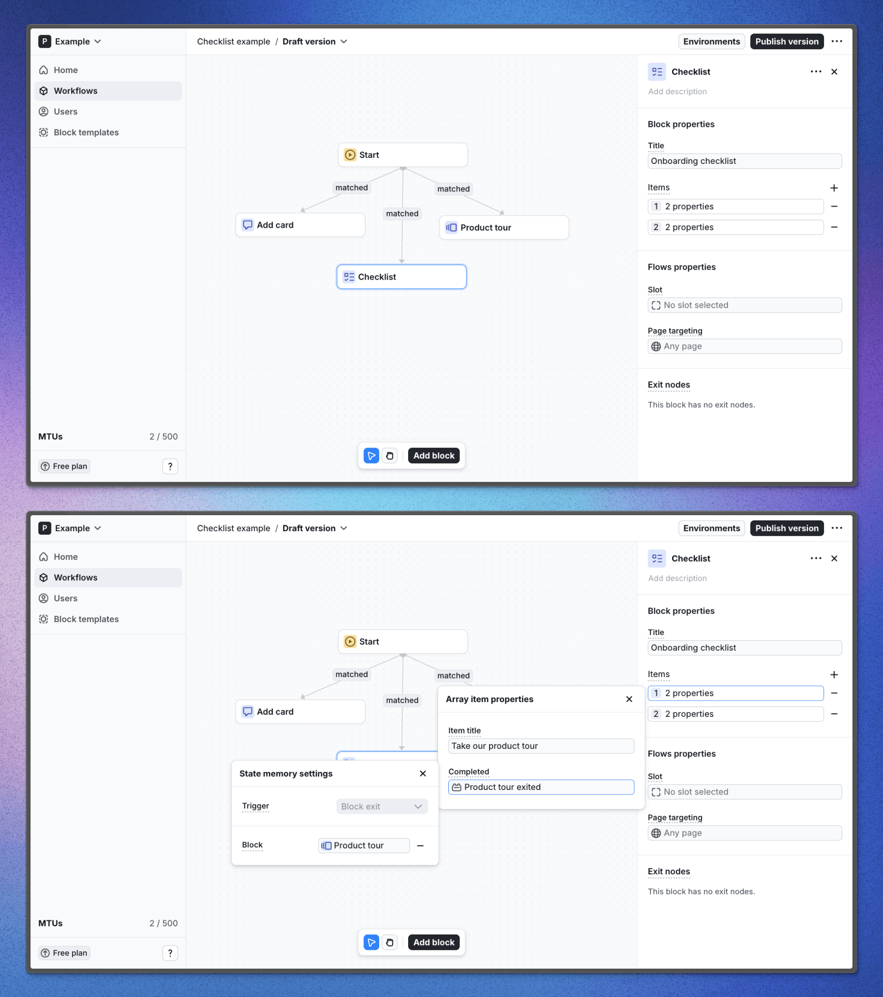 State memory workflow