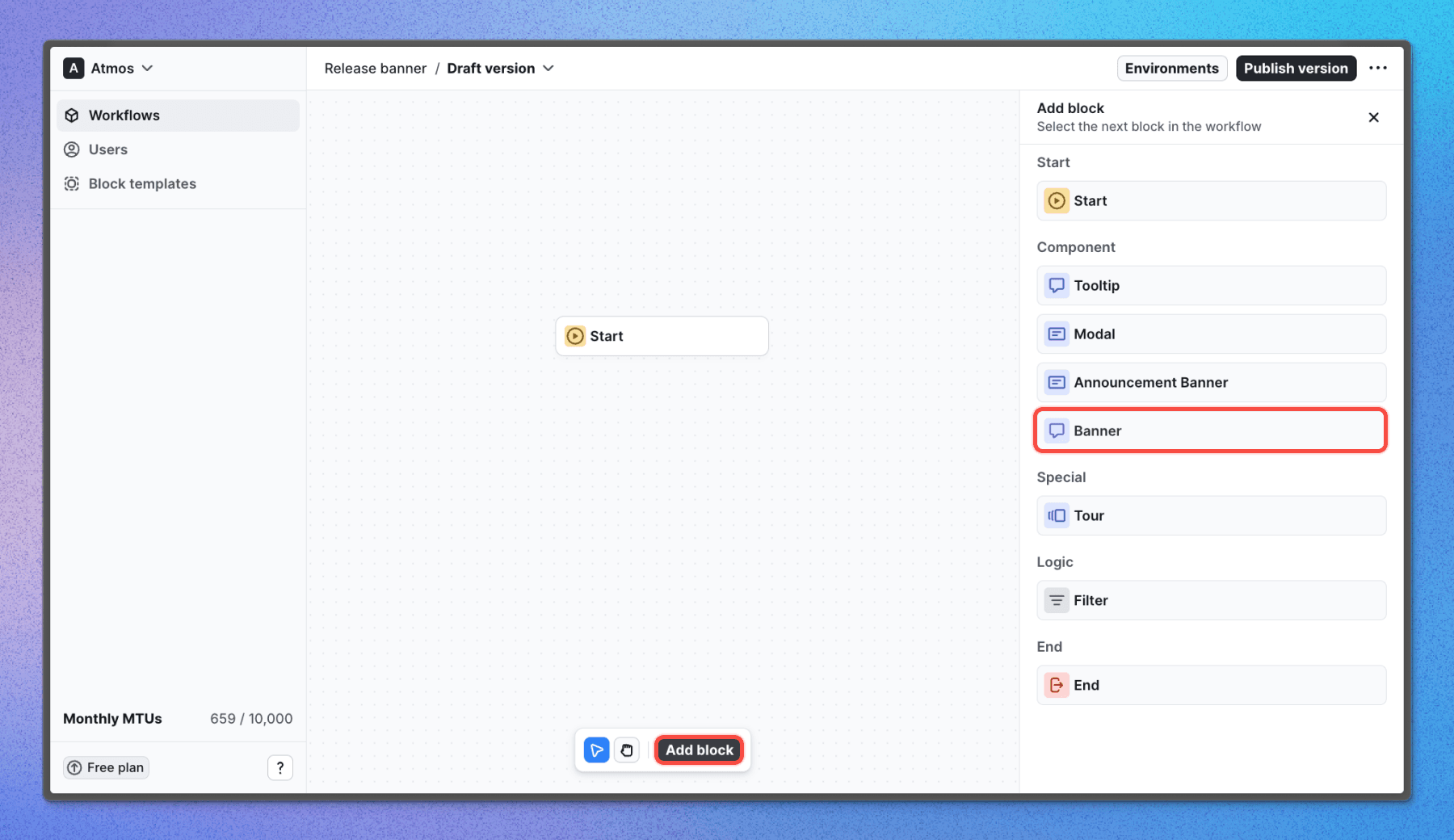 Component add to workflow