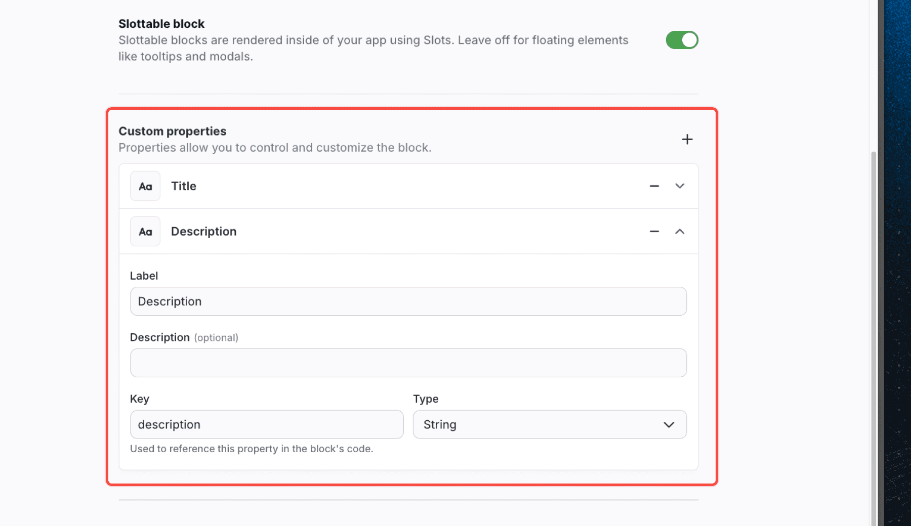 Component properties