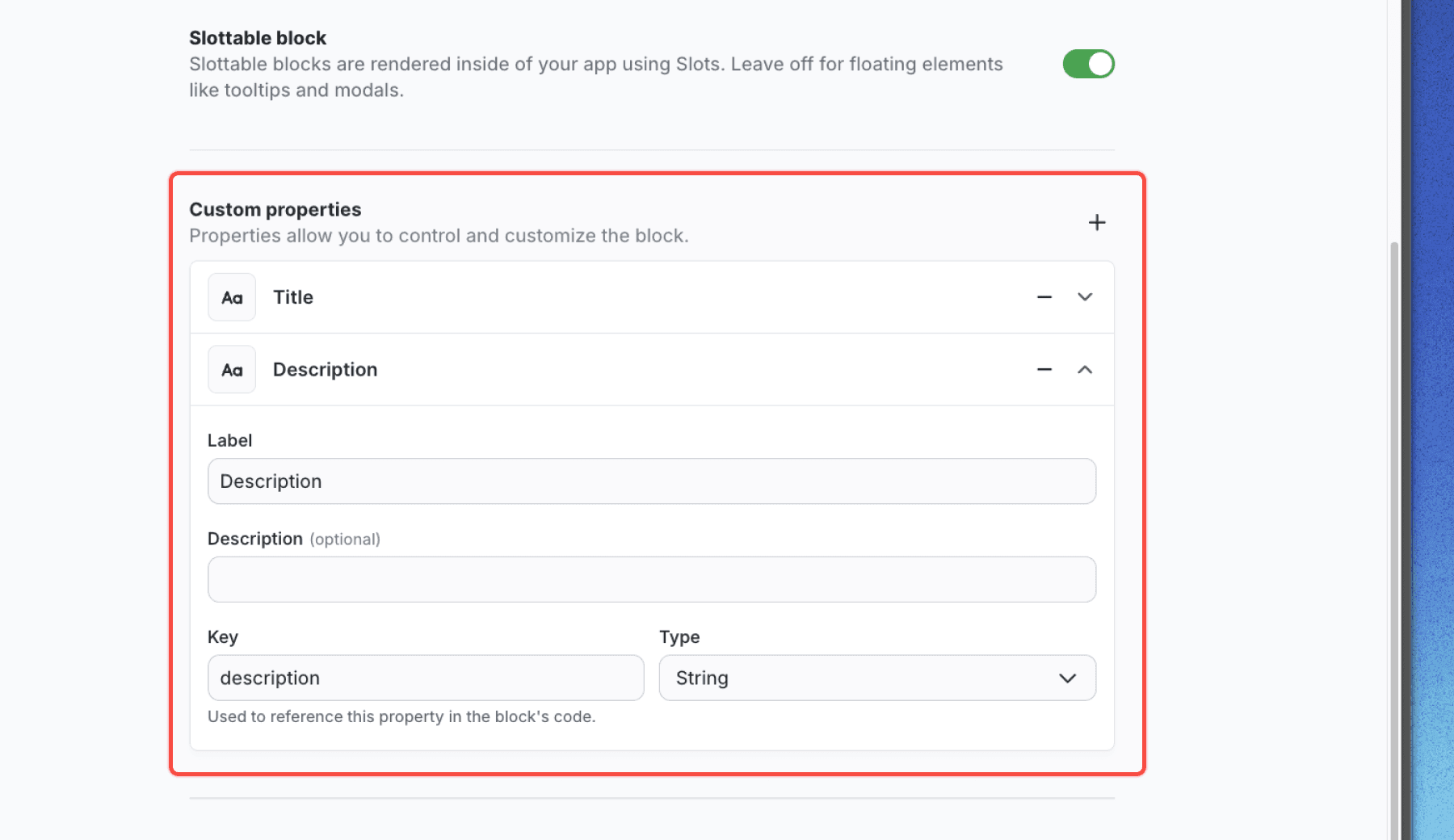 Component properties