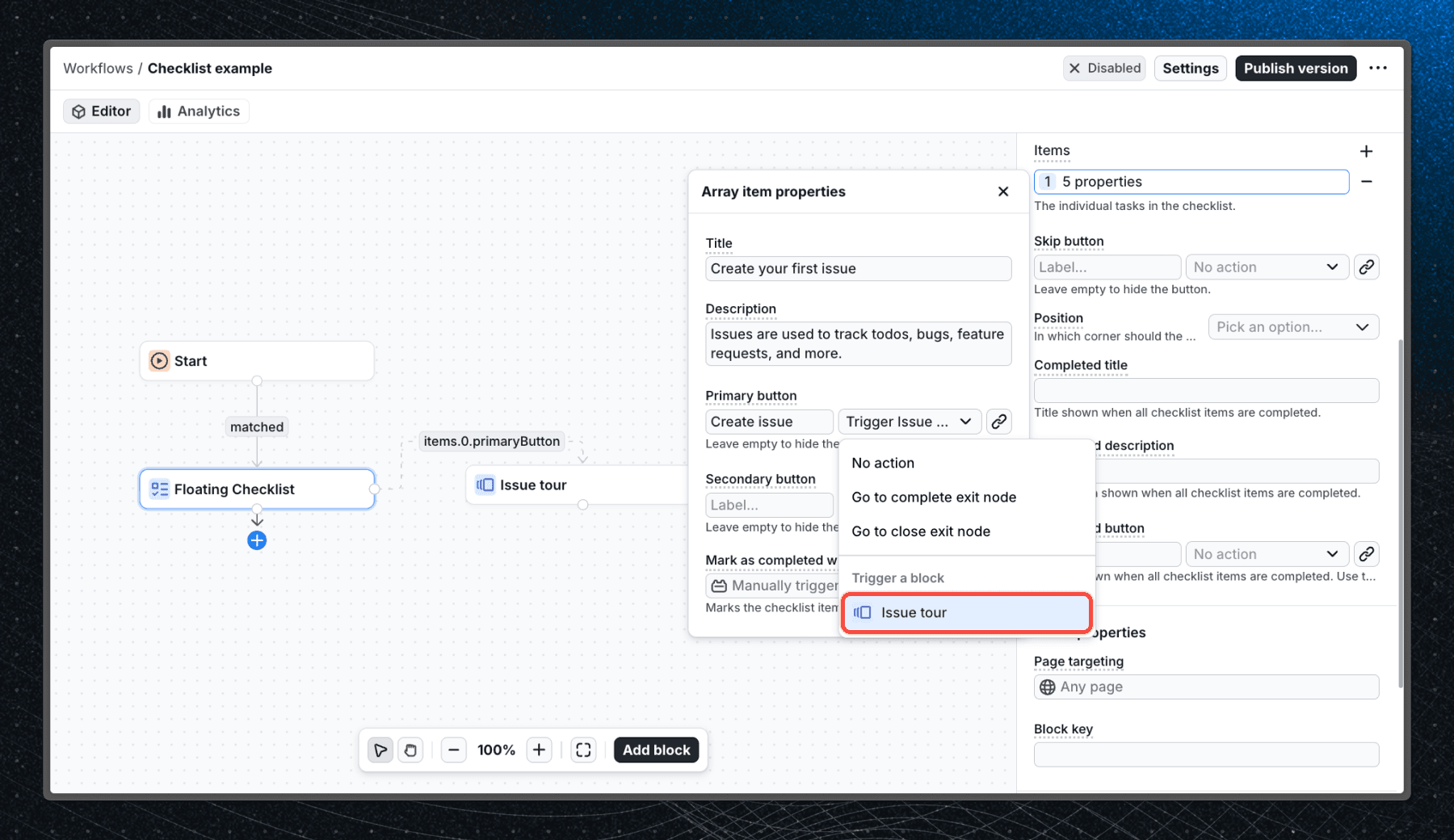 Checklist starting a Tour