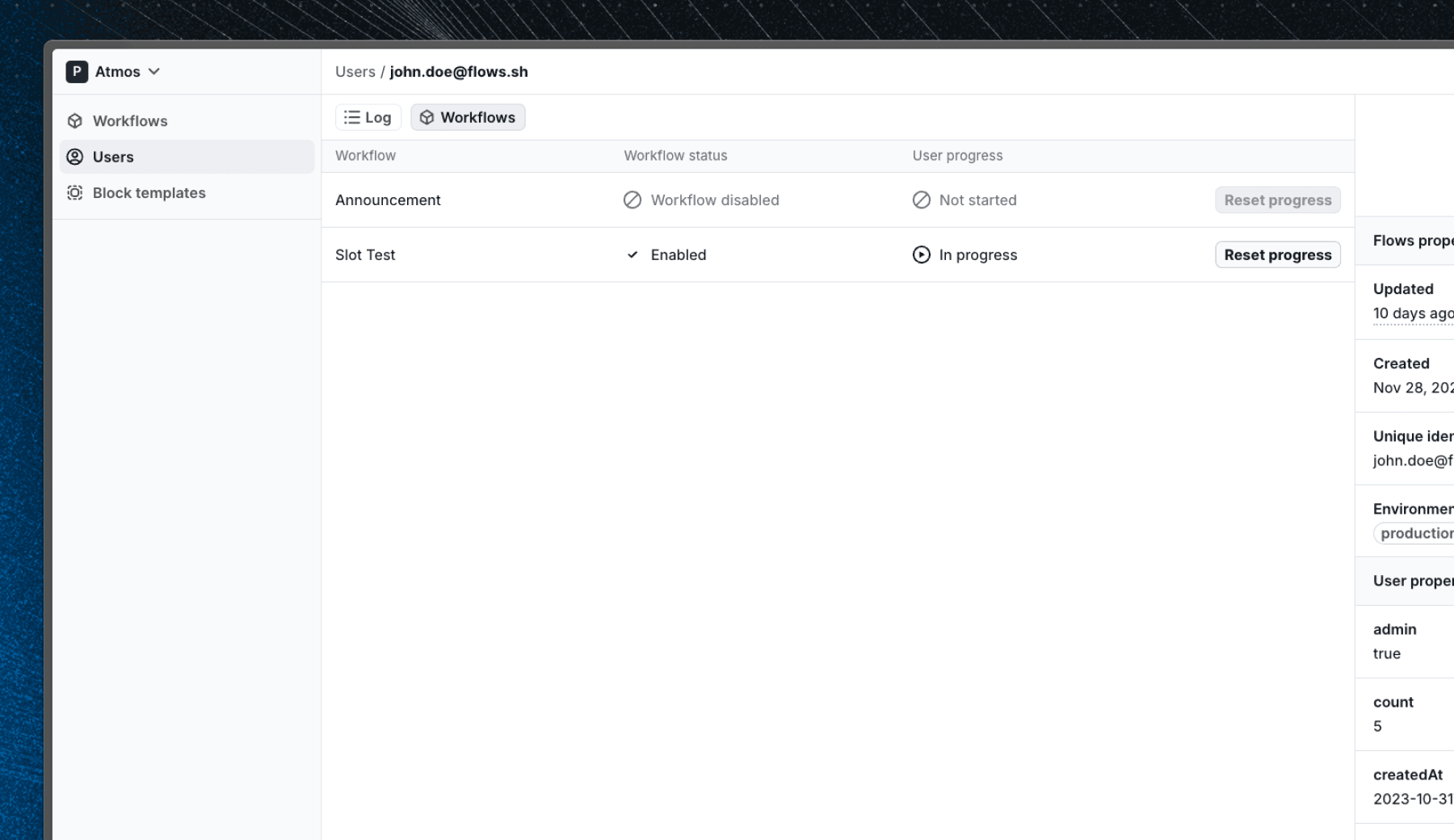 User workflow states