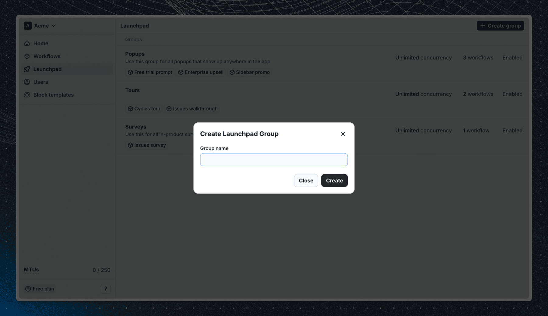 Creating a Launchpad group
