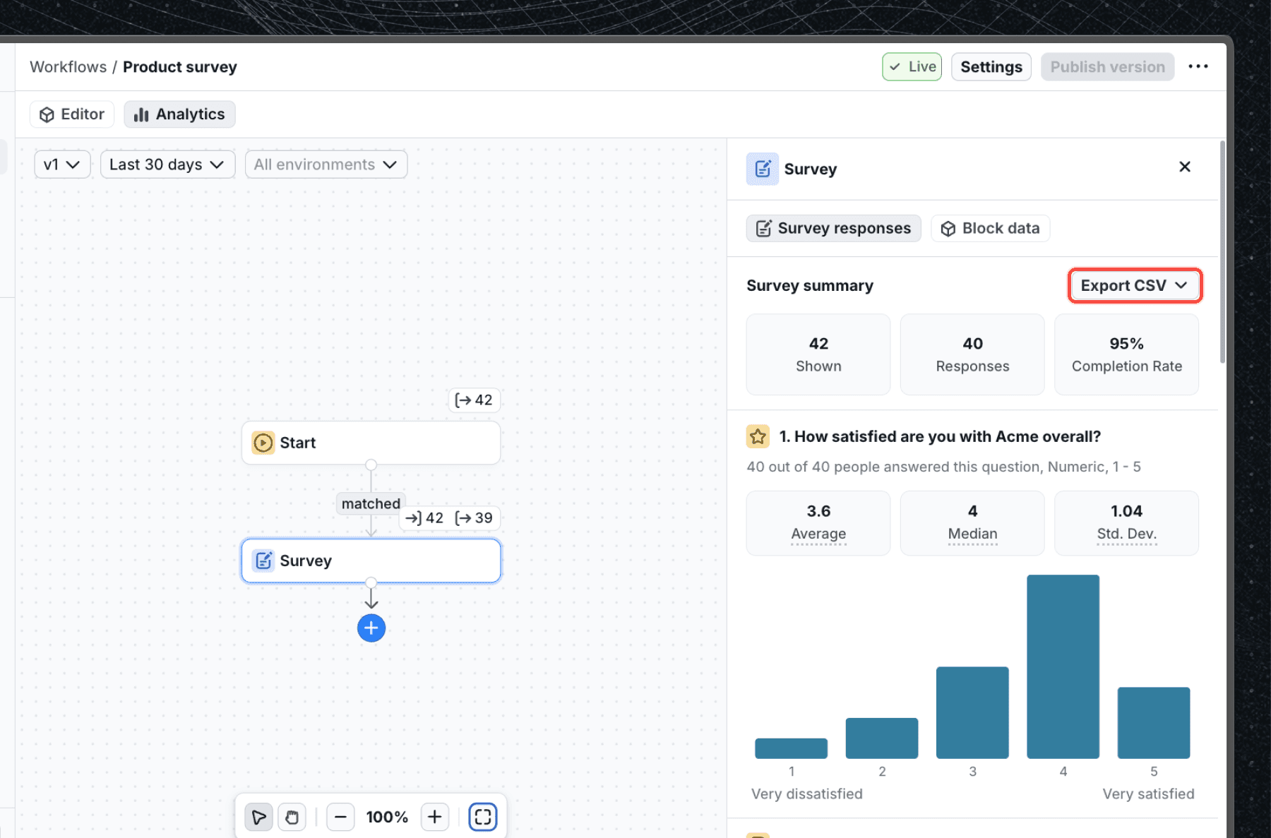 CSV export button