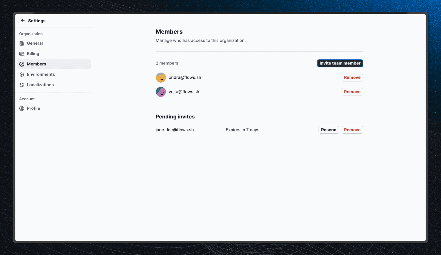 Organization switcher