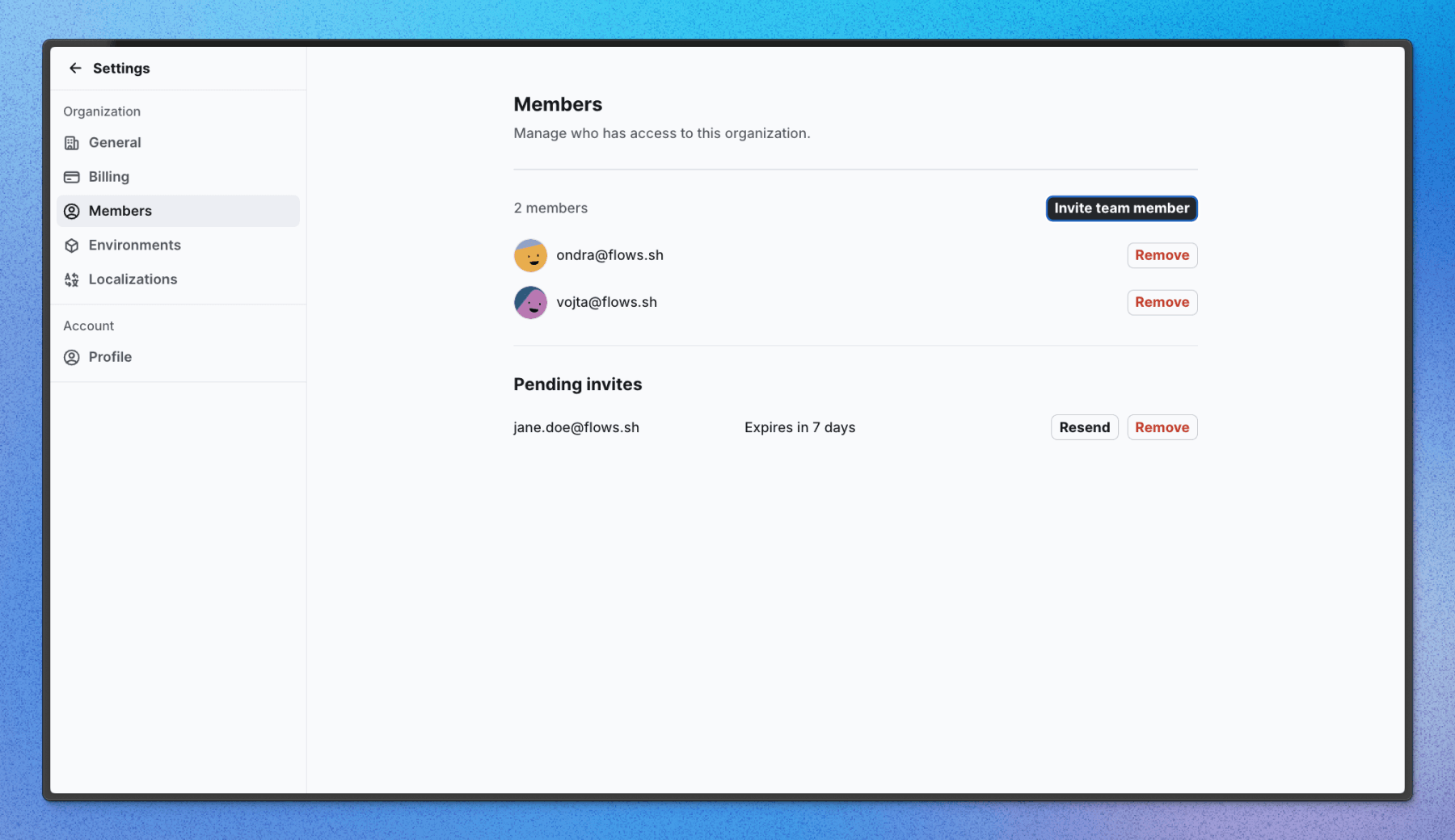Organization switcher